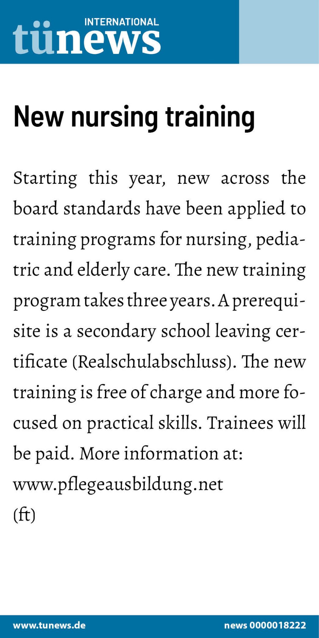 New standards for training programs for nursing - tuenews