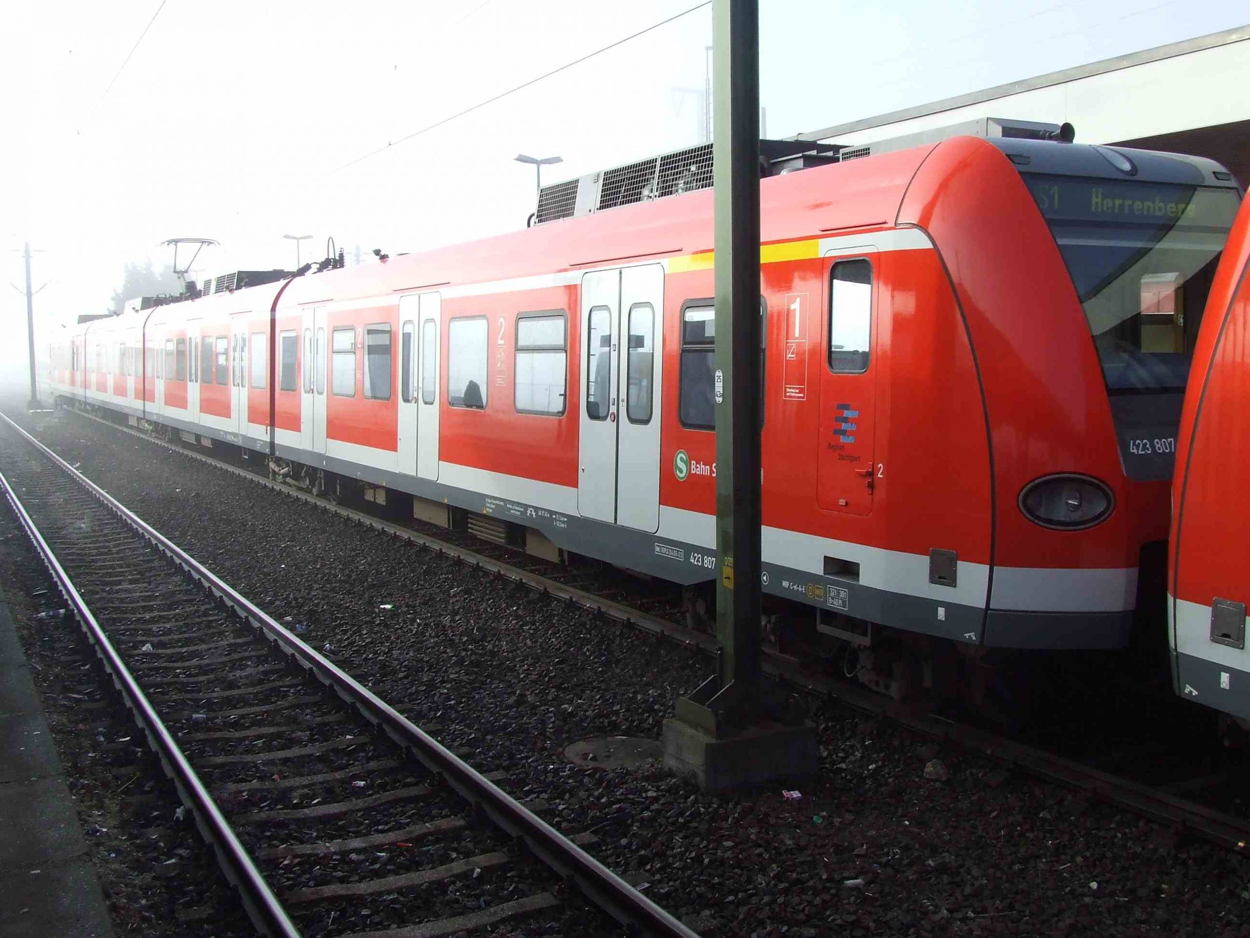 Ein Zug der Stuttgarter S-Bahn steht im Bahnhof in Herrenberg.